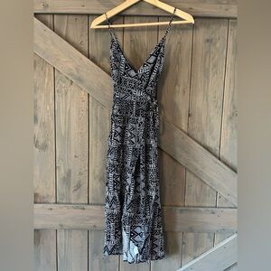 Criss-cross Spaghetti Strap Wrap Dress | Navy & White | S